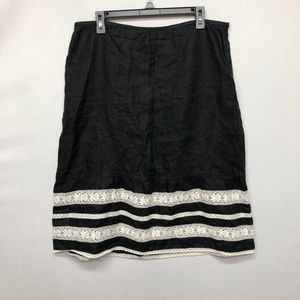 Ann Taylor Loft Women 100% Linen Skirt Embroidered Size 14 Size Zip  M102 -17